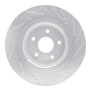 Dodge Ram 1500 Brake Rotor (1) - Front Left - R1 Concepts - Drilled & Slotted - Silver - `04-`06